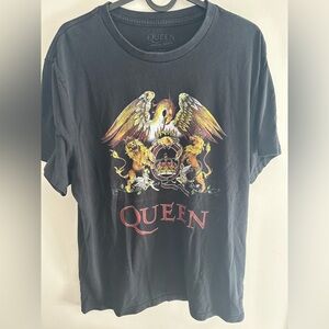 Queen Band Shirt Mens Large Black Crest Logo Classic Rock Concert Tee